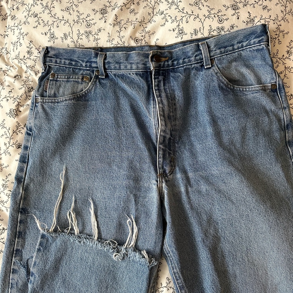 Distressed Blue Denim Jeans